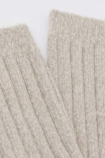 Grey Ribbed Cashmere Socks, 5501_489D, large image number 1