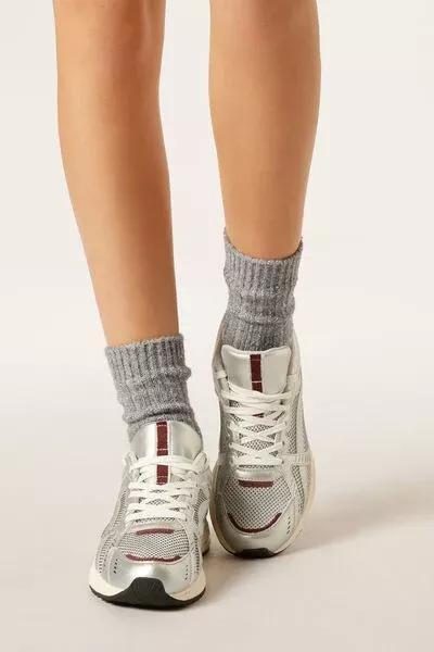 Grey Micro Sequinned Socks, 5501_492D, medium