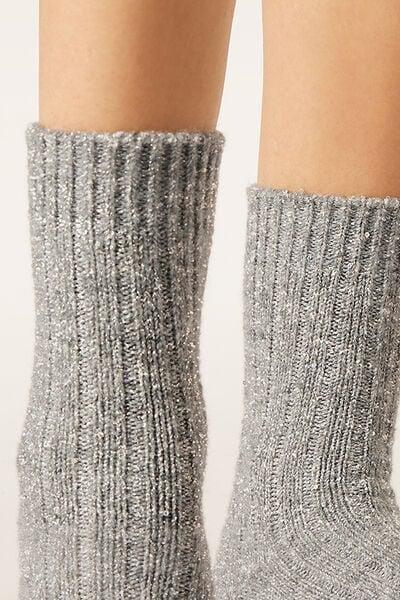 Grey Micro Sequinned Socks, 5501_492D, large image number 3
