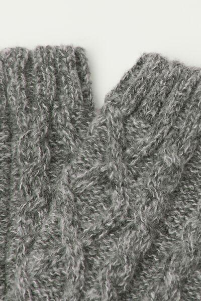 Grey Cable-Patterned Cashmere Socks, 5501_493D, large image number 1