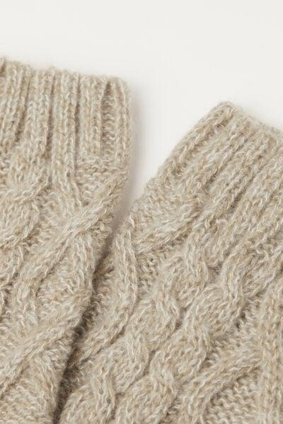 Beige Cable-Patterned Cashmere Socks, 5501_494D, large image number 2