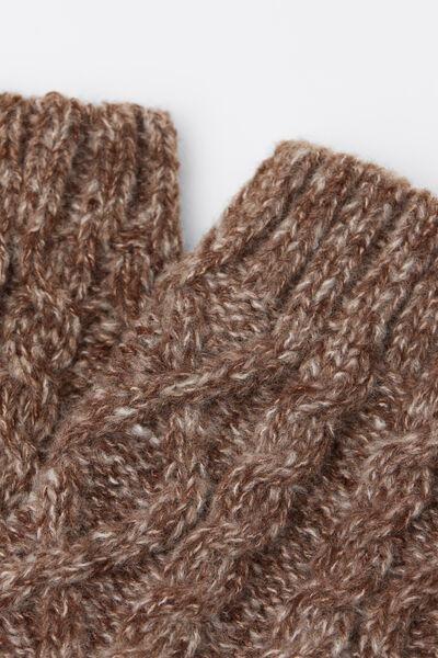 Brown Cable-Patterned Cashmere Socks, 5501_495D, large image number 1