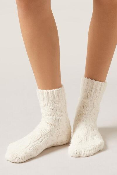 White Cable-Patterned Cashmere Socks, 5501_498D, medium