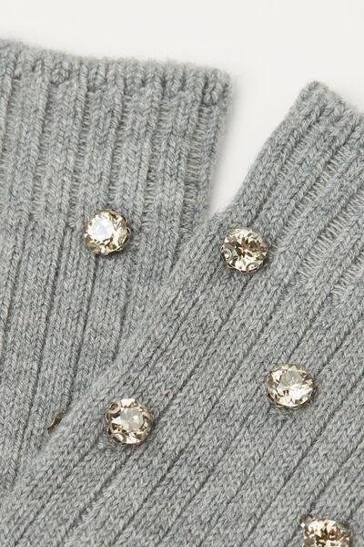 Grey Gemstone Detail Cashmere Socks, 5501_492D, large image number 1