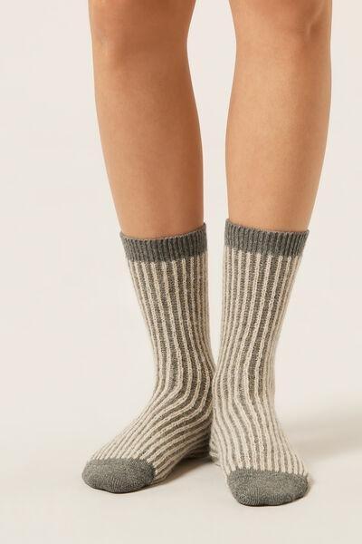 Grey Glitter Detail Cashmere Socks, 5501_506D, large image number 0