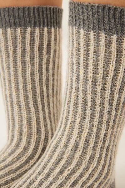 Grey Glitter Detail Cashmere Socks, 5501_506D, large image number 2