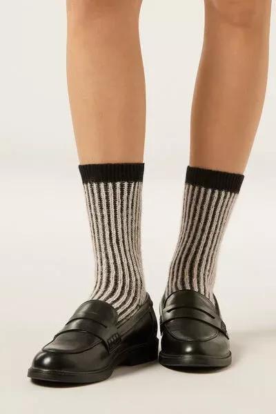 Black Glitter Detail Cashmere Socks, 5501_507D, large image number 1