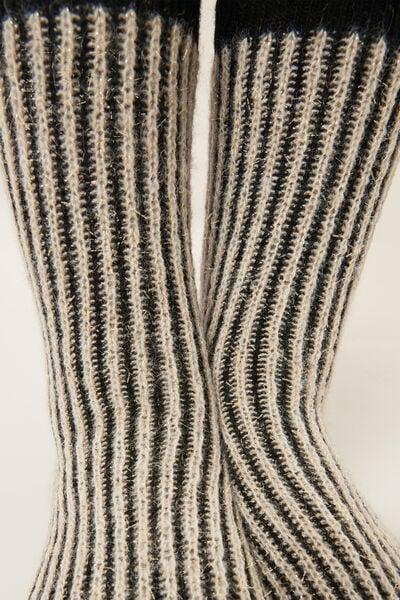 Black Glitter Detail Cashmere Socks, 5501_507D, large image number 3