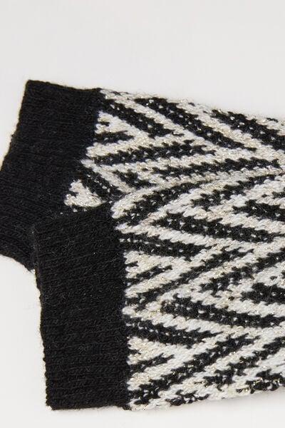 Black Glitter Chevron Cashmere Socks, 5501_507D, large image number 1