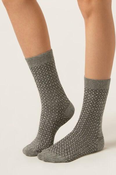 Grey Glitter Detail Cashmere Socks, 5501_506D, large image number 0