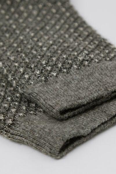 Grey Glitter Detail Cashmere Socks, 5501_506D, large image number 1