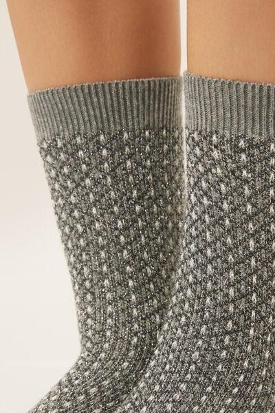 Grey Glitter Detail Cashmere Socks, 5501_506D, large image number 2