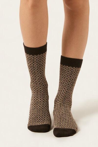 Brown Cashmere Glitter Socks, 5501_510D, medium