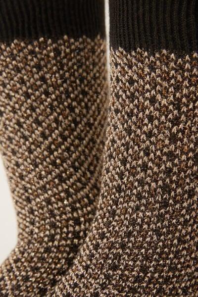 Brown Cashmere Glitter Socks, 5501_510D, large image number 2