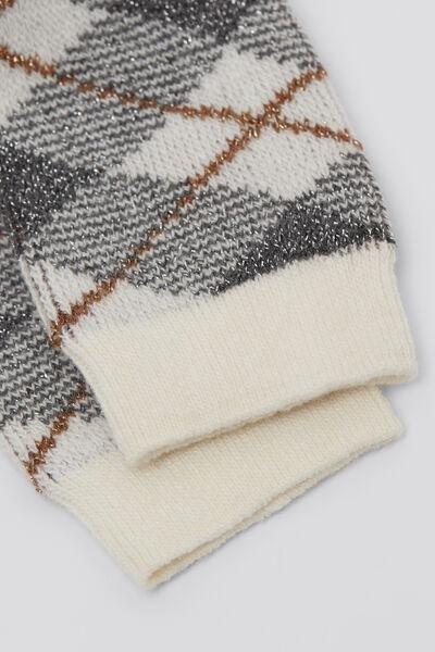 White Short Scottish Plaid Cashmere Socks, 5501_511D, large image number 1