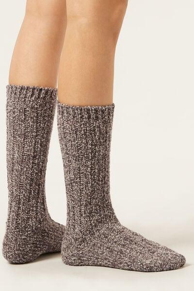 Brown Soft Mid-Calf Socks, 5501_491D, large image number 1