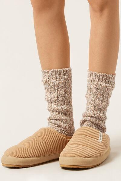 Brown Soft Mid-Calf Socks, 5501_516D, large image number 0