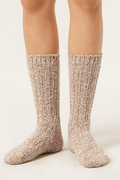 Brown Soft Mid-Calf Socks, 5501_516D, large image number 1