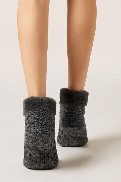Grey Soft Double Non-Slip Cashmere Socks, 5501_473D, large image number 1