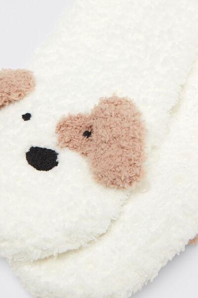 White Puppy Face Soft Non-Slip Socks, 5501_532D, large image number 2
