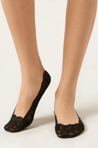 Black Lace Frill Invisible Socks, 5501_085D, large image number 0