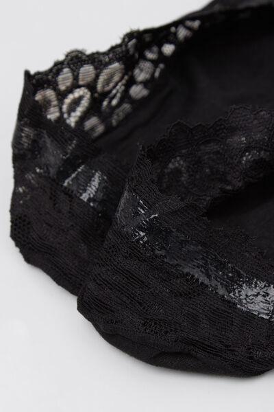 Black Lace Frill Invisible Socks, 5501_085D, large image number 1