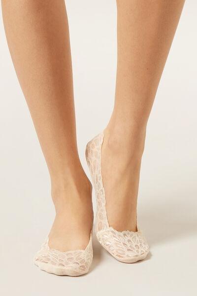 Beige Silk Lace  Frill Invisible Socks, 5501_534D, large image number 0