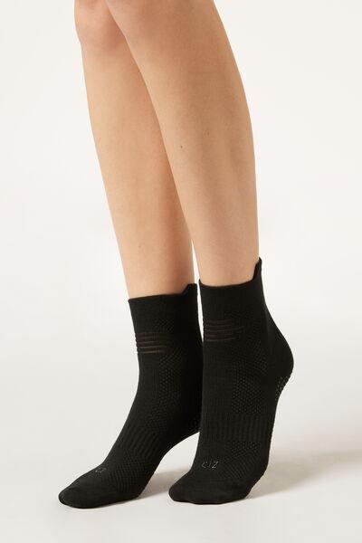 Black Non-Slip Cotton Pilates Socks, 5501_460D, large image number 0