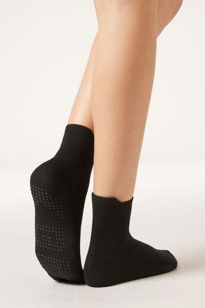 Black Non-Slip Cotton Pilates Socks, 5501_460D, large image number 1
