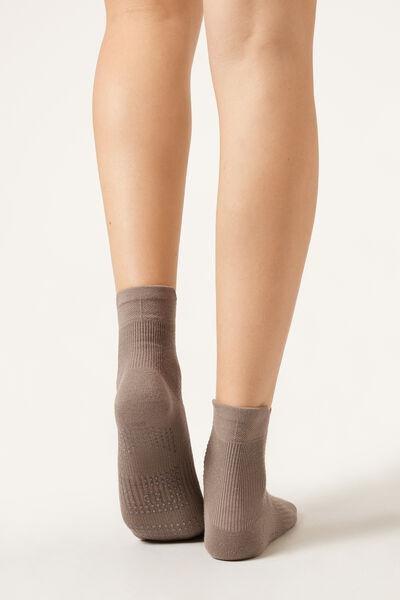 Brown Non-Slip Cotton Pilates Socks, 5501_602D, large image number 1