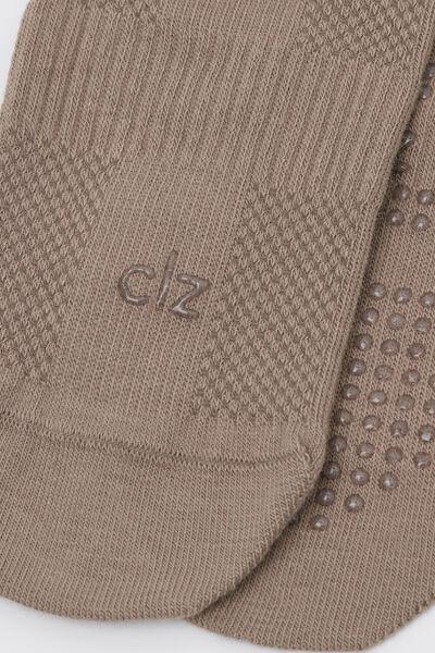 Brown Non-Slip Cotton Pilates Socks, 5501_602D, large image number 2