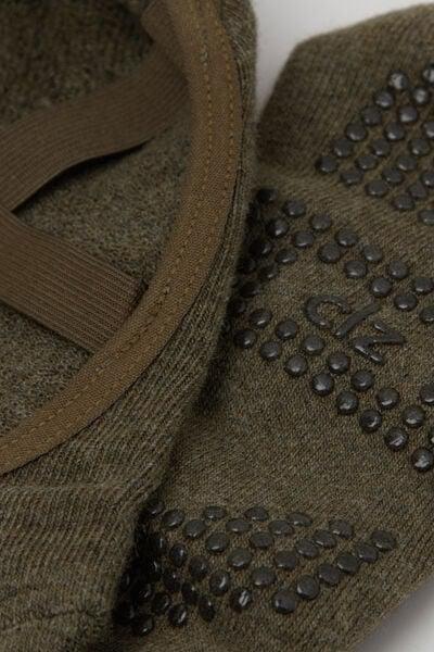 Green Non-Slip Crossover Cotton Pilates Socks, 5501_441D, medium