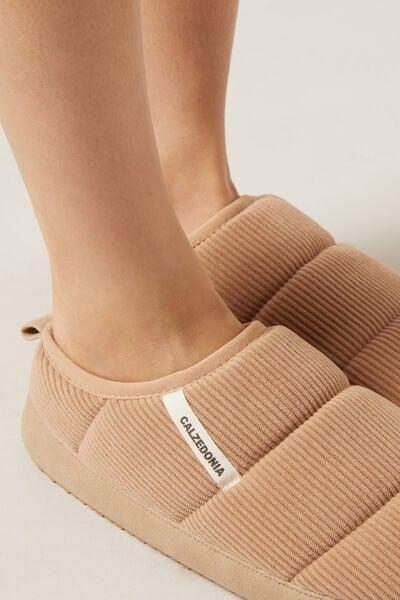 Beige Puffy Soft Indoor Slippers, 5501_543D, large image number 4