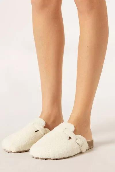 White Puffy Soft Indoor Slippers, 5501_544D, large image number 1