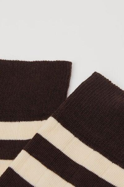 Brown Striped Cotton Socks, 5501_283D, large image number 1