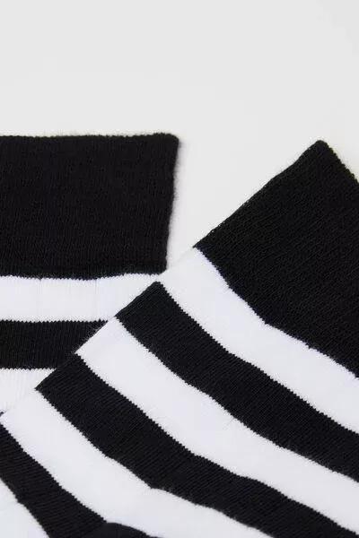 Black Striped Cotton Socks, 5501_460D, large image number 1