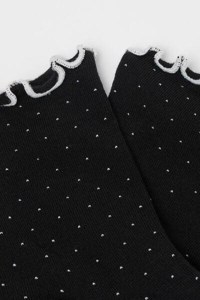 Black Micro Polka Dot Cotton Socks, 5501_460D, large image number 1