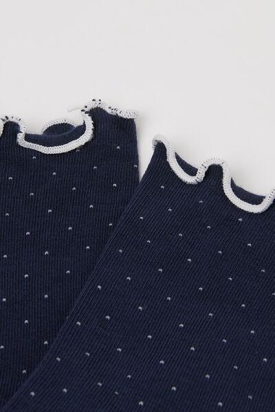 Navy Micro Polka Dot Cotton Socks, 5501_462D, large image number 1