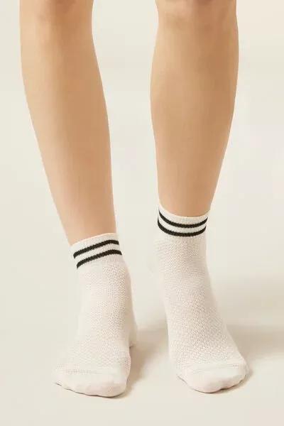 Cream Sporty Cotton Socks, 5501_297D, large image number 0