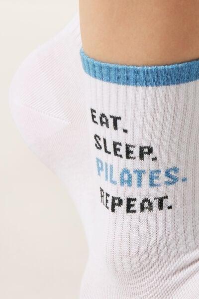 White Wellness Text Cotton Socks, 5501_638D, large image number 2