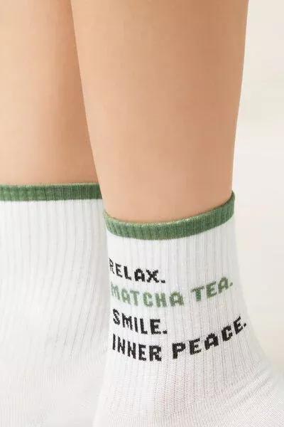 White Wellness Text Cotton Socks, 5501_640D, large image number 2