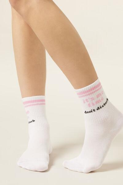 White Wellness Text Cotton Socks, 5501_641D, large image number 0
