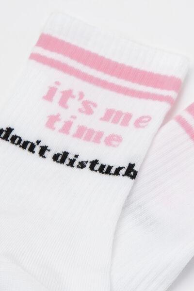 White Wellness Text Cotton Socks, 5501_641D, large image number 1
