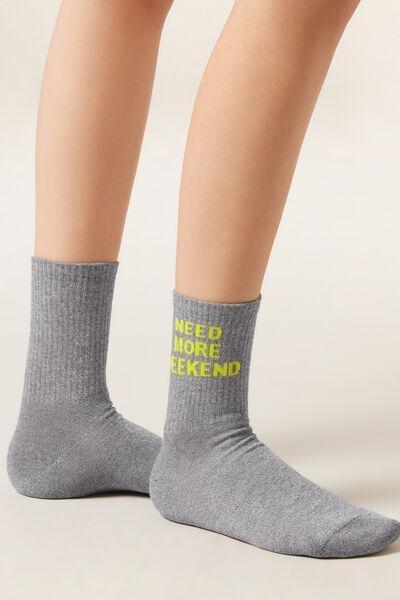 Grey Glitter Text Socks, 5501_650D, medium