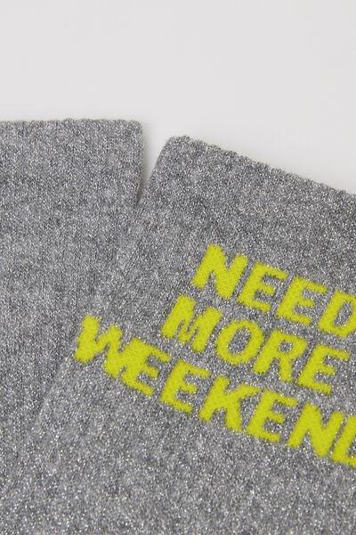 Grey Glitter Text Socks, 5501_650D, medium
