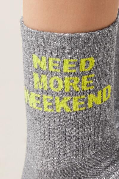 Grey Glitter Text Socks, 5501_650D, medium