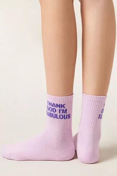 Pink Glitter Text Socks, 5501_651D, medium