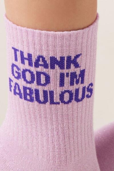 Pink Glitter Text Socks, 5501_651D, large image number 2