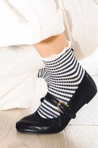 Blue Striped Cotton Socks, 5501_657D, large image number 0