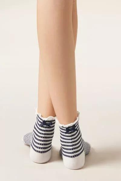 Blue Striped Cotton Socks, 5501_657D, large image number 1